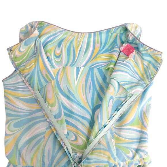 Vintage 50s Pin Up Fit and Flare Dress Psychedelic Tie Die Sun Dress Rockabilly - Picture 9 of 16